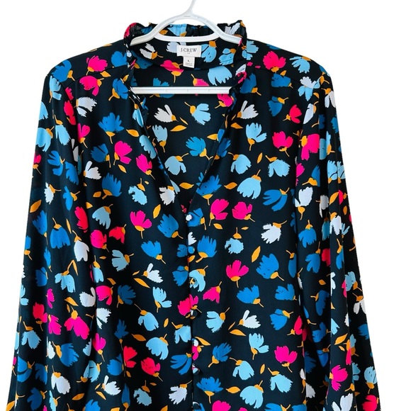 J CREW Women’s Ruffle Multi Colored Floral Print Size L - Picture 3 of 13